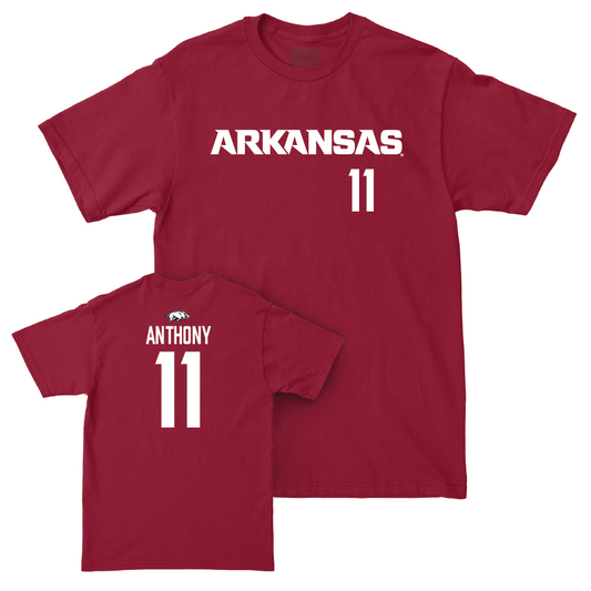 Arkansas Football Cardinal Wordmark Tee  - Jordan Anthony