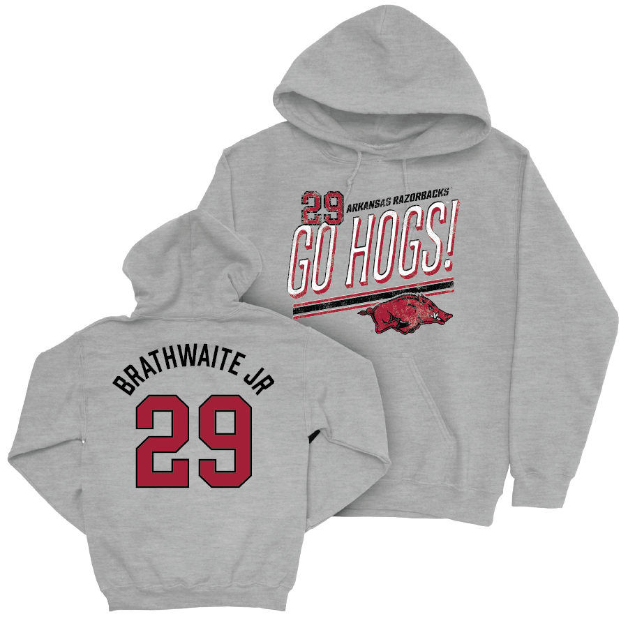 Arkansas Football Sport Grey Hogs Hoodie - AJ Brathwaite Jr Youth Small