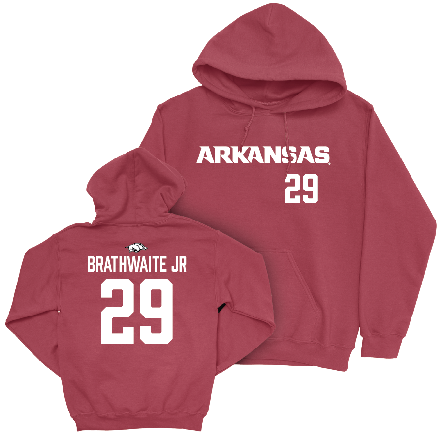 Arkansas Football Cardinal Wordmark Hoodie - AJ Brathwaite Jr Youth Small