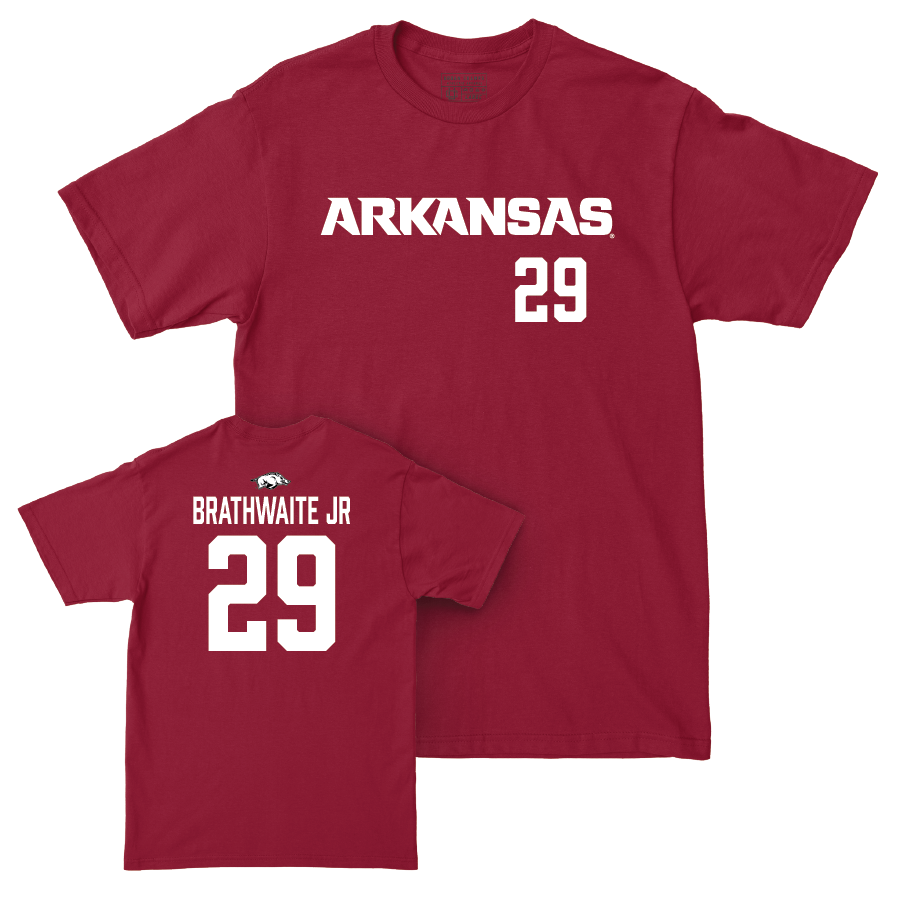 Arkansas Football Cardinal Wordmark Tee - AJ Brathwaite Jr Youth Small