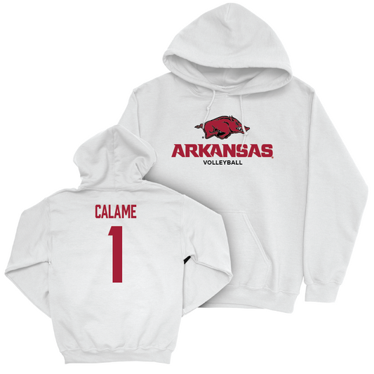 Arkansas Women's Volleyball White Classic Hoodie - Avery Calame Youth Small