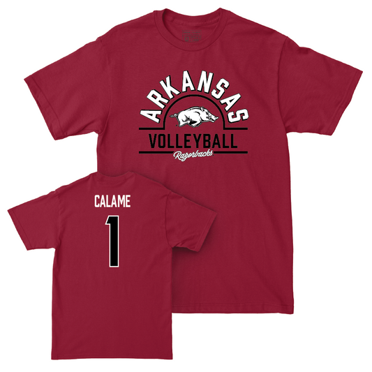 Arkansas Women's Volleyball Cardinal Arch Tee - Avery Calame Youth Small