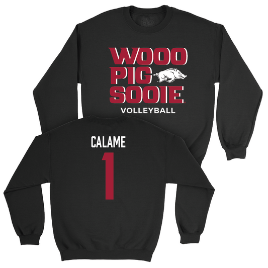 Arkansas Women's Volleyball Black Woo Pig Crew - Avery Calame Youth Small