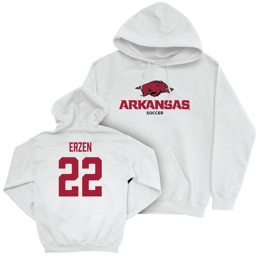 Arkansas Women's Soccer White Classic Hoodie - Ainsley Erzen Youth Small