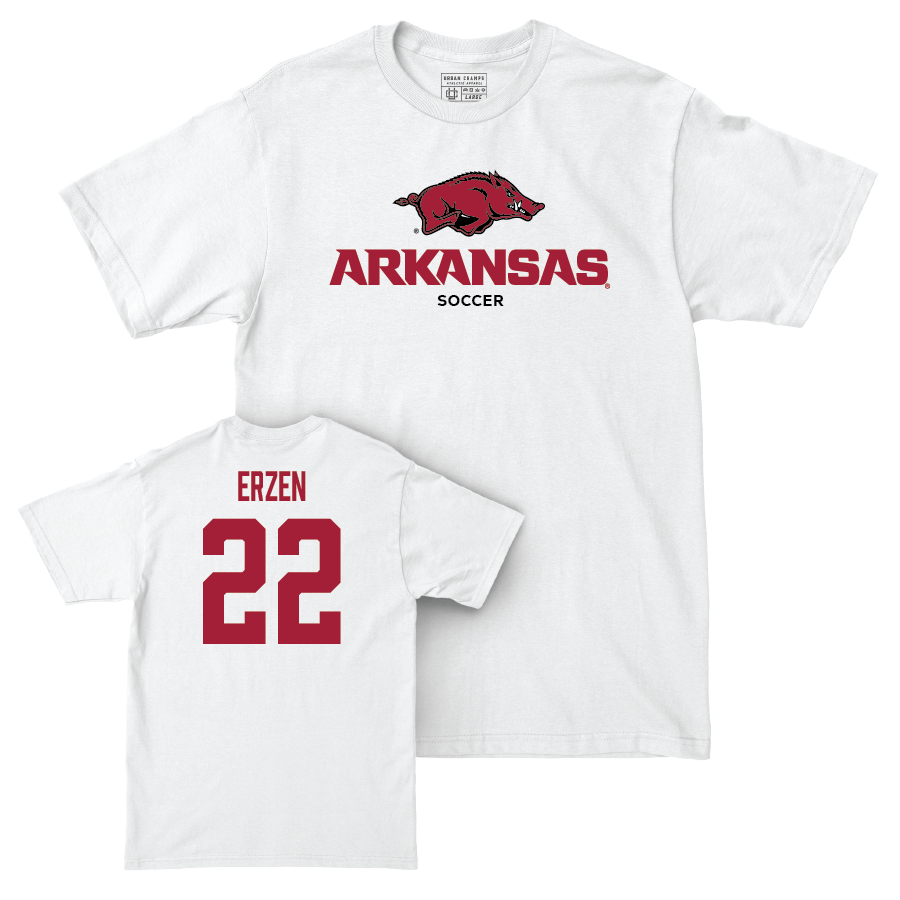 Arkansas Women's Soccer White Classic Comfort Colors Tee - Ainsley Erzen Youth Small