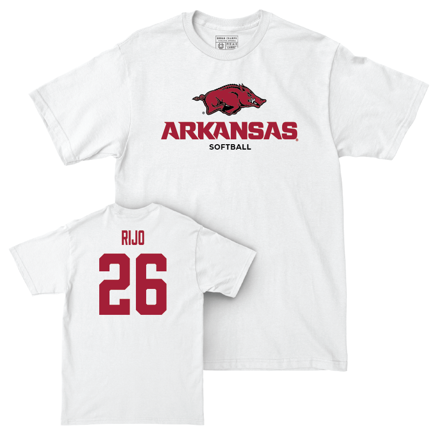 Arkansas Softball White Classic Comfort Colors Tee - Atalyia Rijo Youth Small