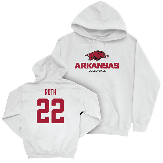 Arkansas Women's Volleyball White Classic Hoodie - Ava Roth Youth Small