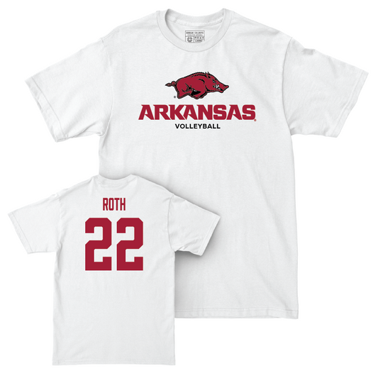 Arkansas Women's Volleyball White Classic Comfort Colors Tee - Ava Roth Youth Small