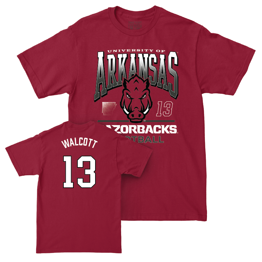 Arkansas Football Cardinal Staple Tee - Alfahiym Walcott Small