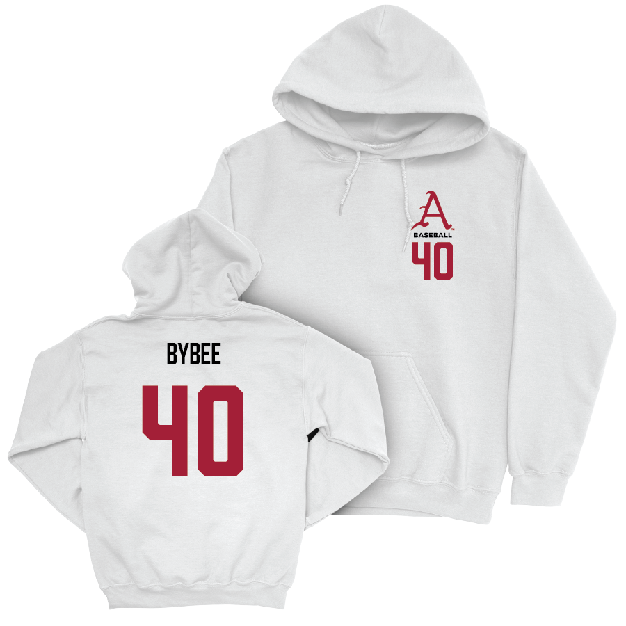 Arkansas Baseball White Hoodie - Ben Bybee Youth Small