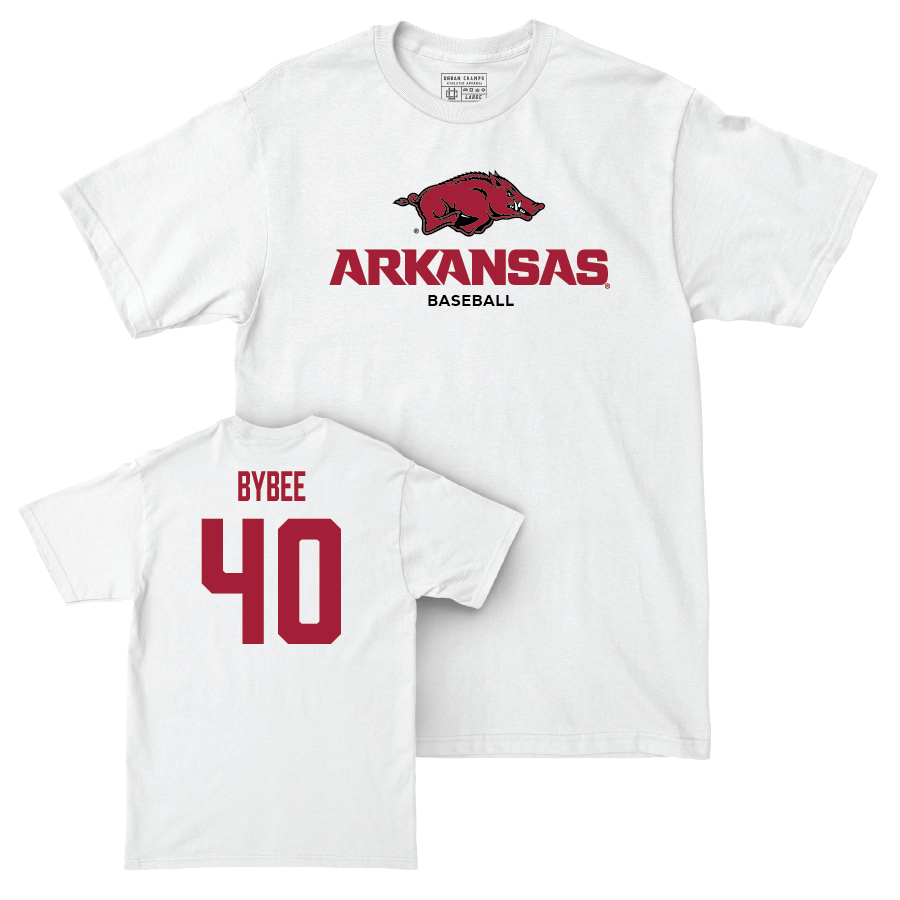 Arkansas Baseball White Classic Comfort Colors Tee - Ben Bybee Youth Small