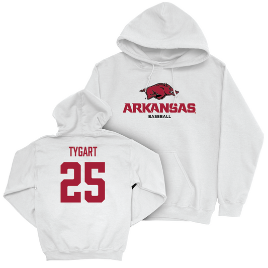 Arkansas Baseball White Classic Hoodie - Brady Tygart Small