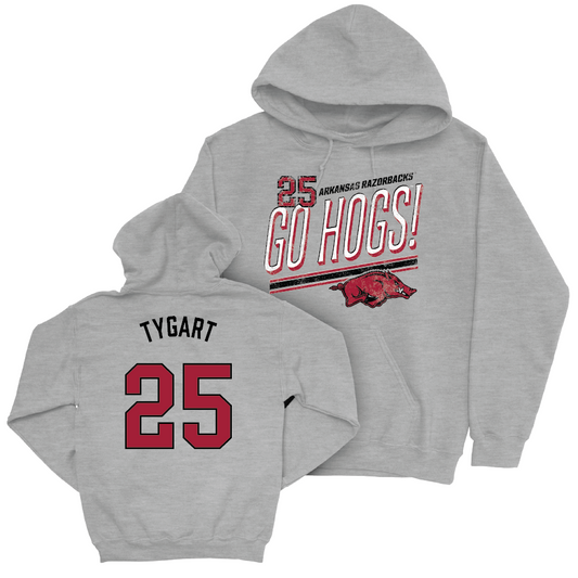 Arkansas Baseball Sport Grey Hogs Hoodie - Brady Tygart Small