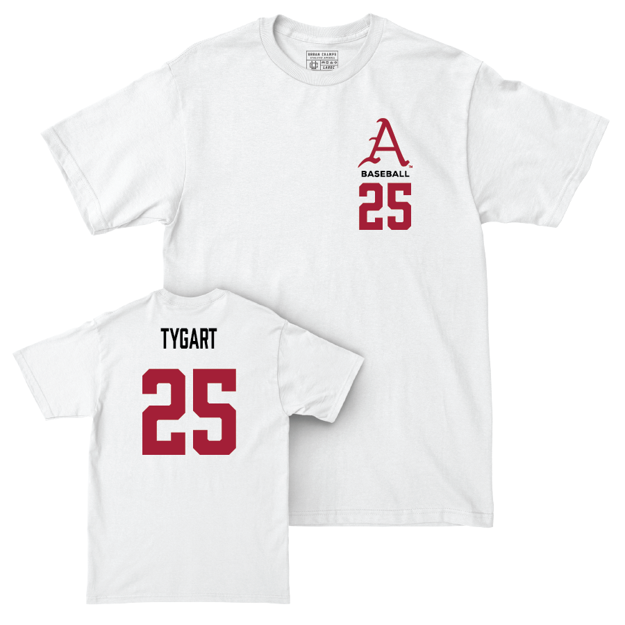 Arkansas Baseball White Comfort Colors Tee - Brady Tygart Small