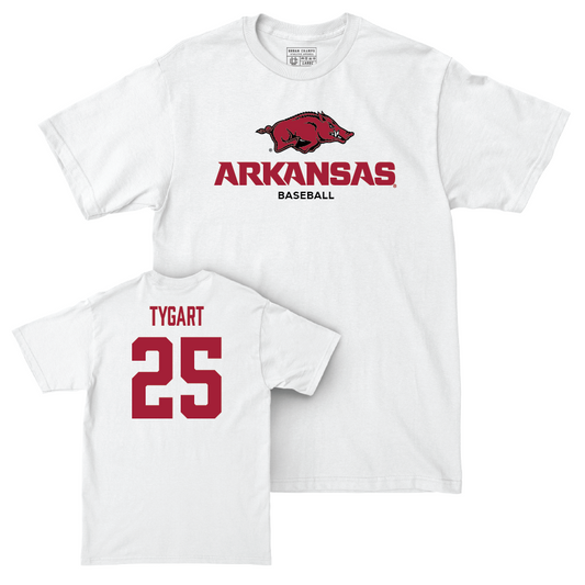 Arkansas Baseball White Classic Comfort Colors Tee - Brady Tygart Small