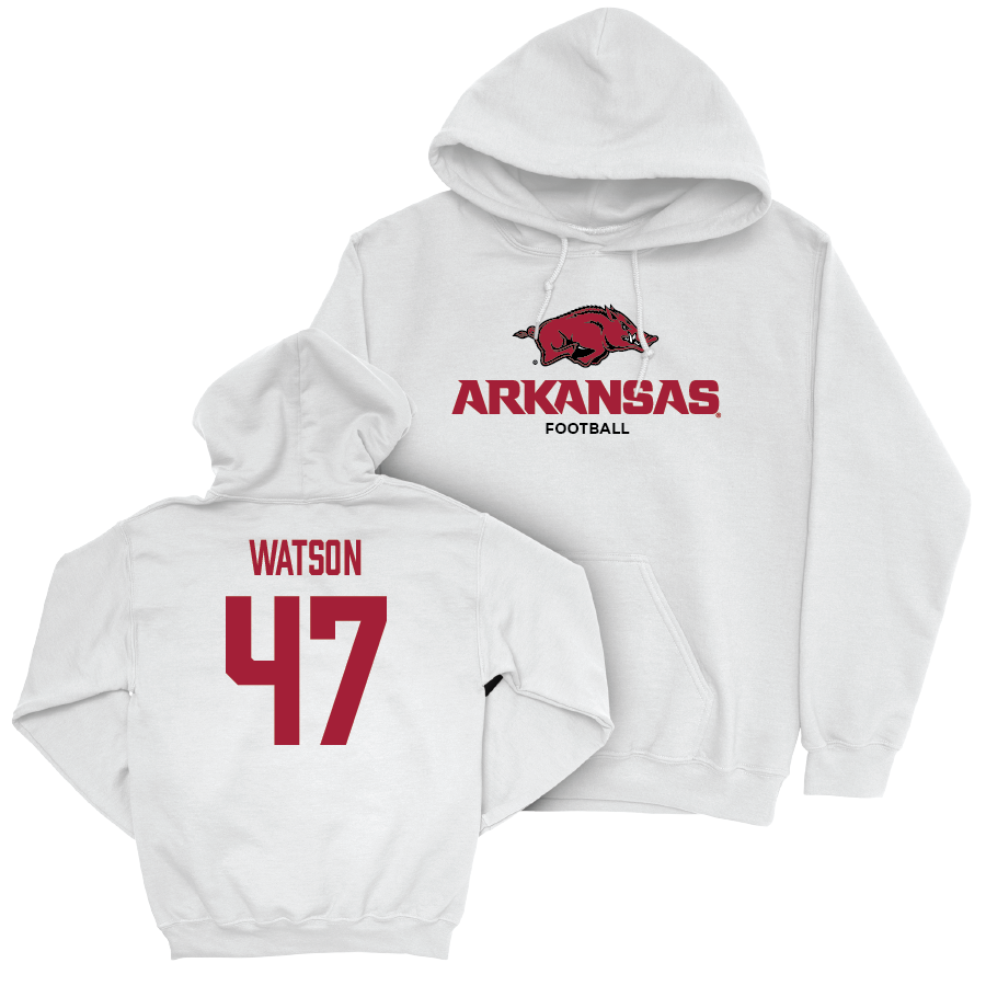 Arkansas Football White Classic Hoodie - Braylon Watson Small