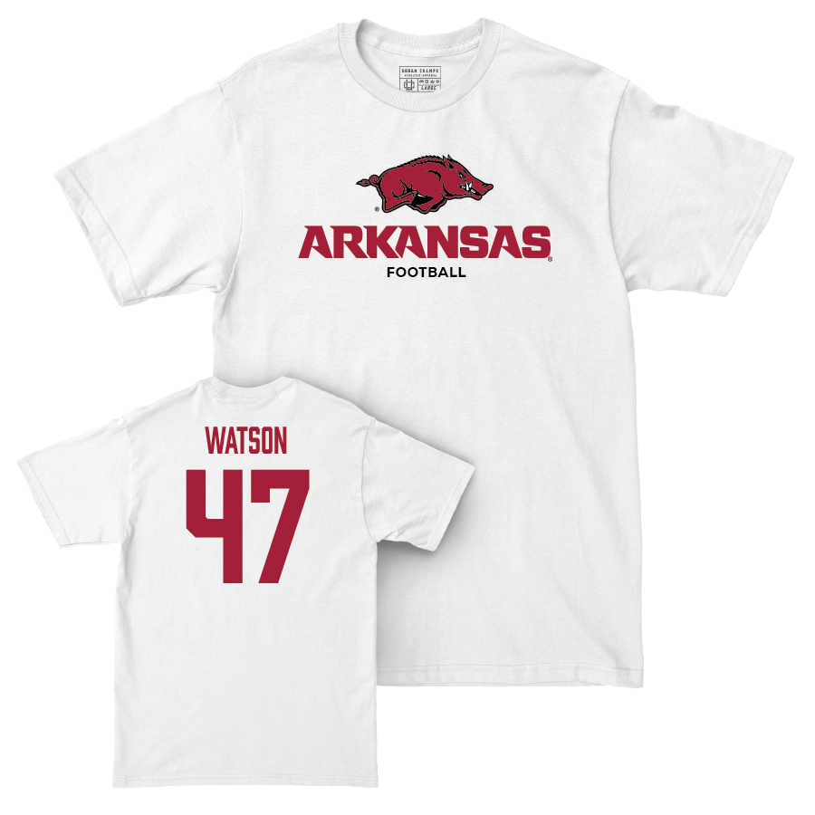 Arkansas Football White Classic Comfort Colors Tee - Braylon Watson Small