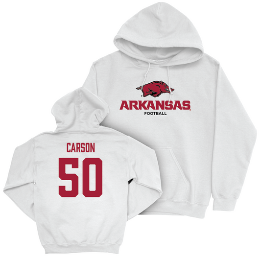 Arkansas Football White Classic Hoodie - Cole Carson Youth Small