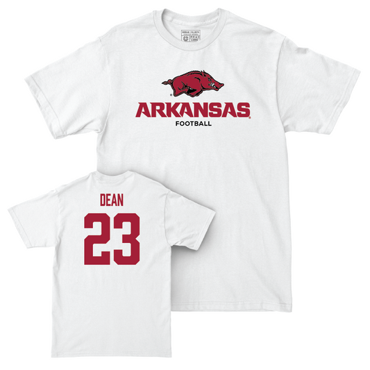 Arkansas Football White Classic Comfort Colors Tee - Carson Dean Youth Small