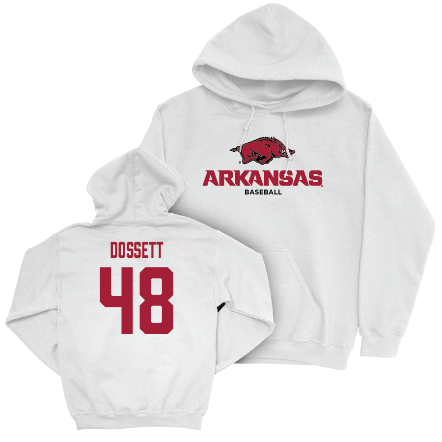 Arkansas Baseball White Classic Hoodie - Cooper Dossett Youth Small