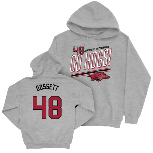 Arkansas Baseball Sport Grey Hogs Hoodie - Cooper Dossett Youth Small