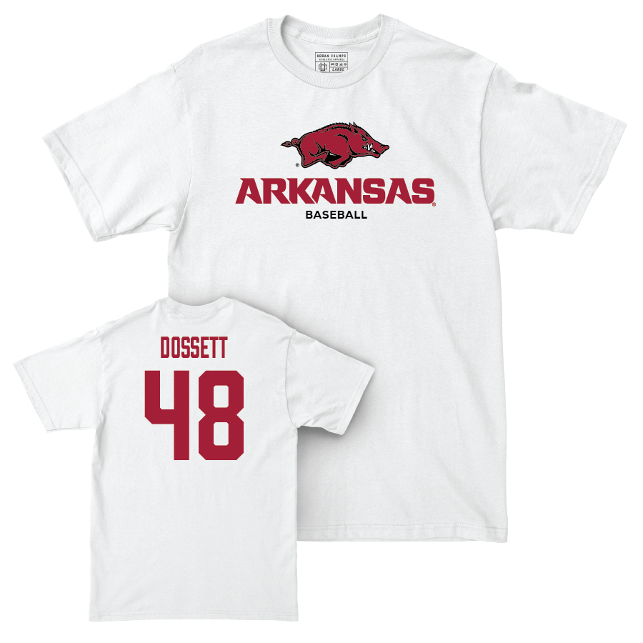 Arkansas Baseball White Classic Comfort Colors Tee - Cooper Dossett Youth Small