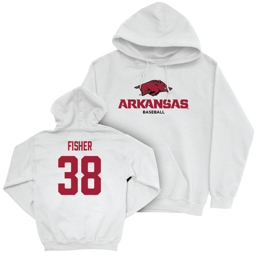 Arkansas Baseball White Classic Hoodie - Colin Fisher Youth Small