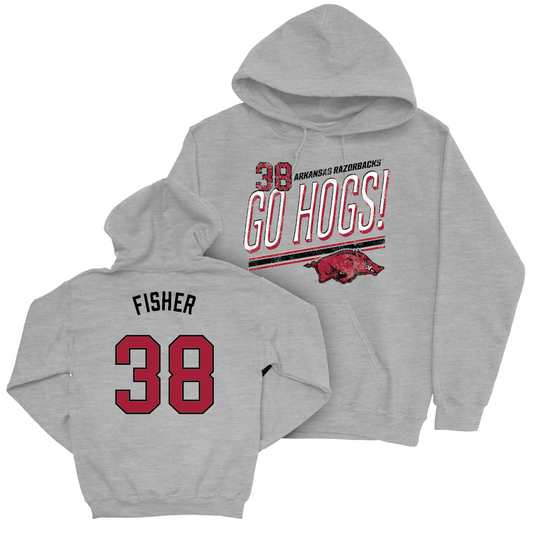 Arkansas Baseball Sport Grey Hogs Hoodie - Colin Fisher Youth Small