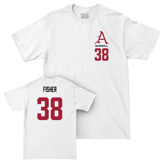 Arkansas Baseball White Comfort Colors Tee - Colin Fisher Youth Small
