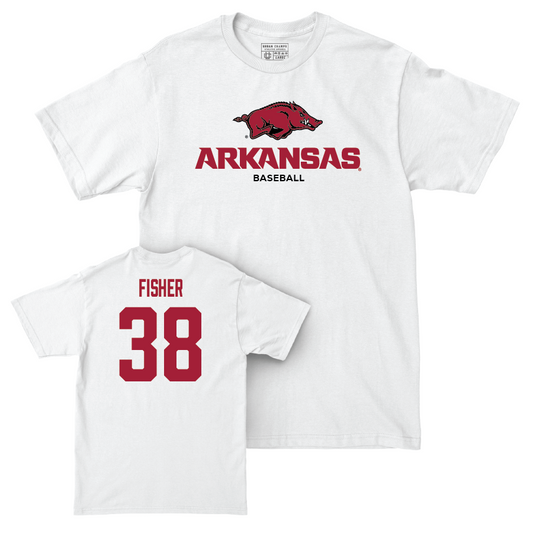 Arkansas Baseball White Classic Comfort Colors Tee - Colin Fisher Youth Small