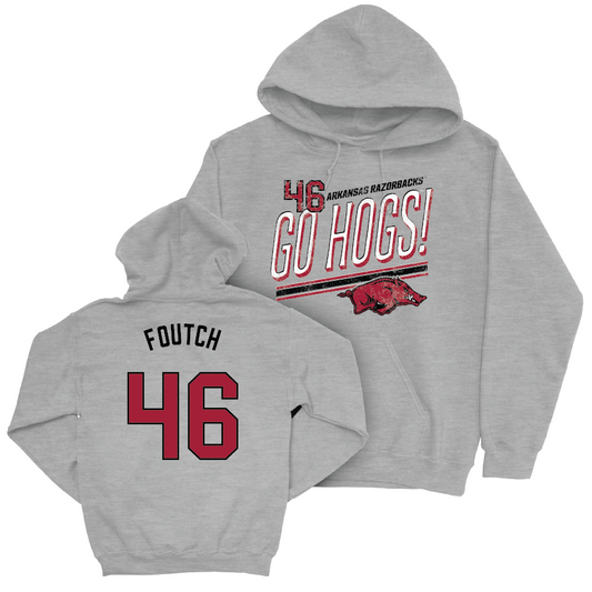 Arkansas Baseball Sport Grey Hogs Hoodie - Christian Foutch Youth Small