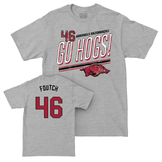 Arkansas Baseball Sport Grey Hogs Tee - Christian Foutch Youth Small