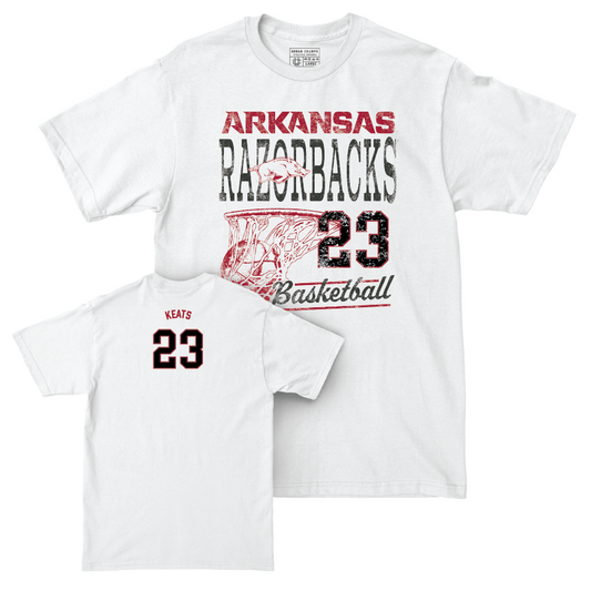 Arkansas Women's Basketball White Hoops Comfort Colors Tee - Carly Keats Youth Small