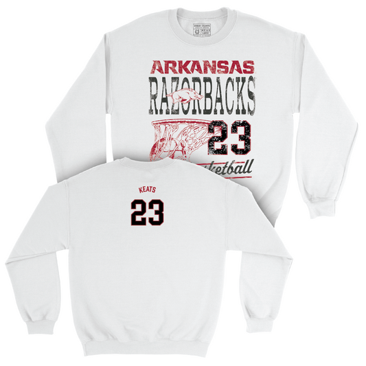 Arkansas Women's Basketball White Hoops Crew - Carly Keats Youth Small