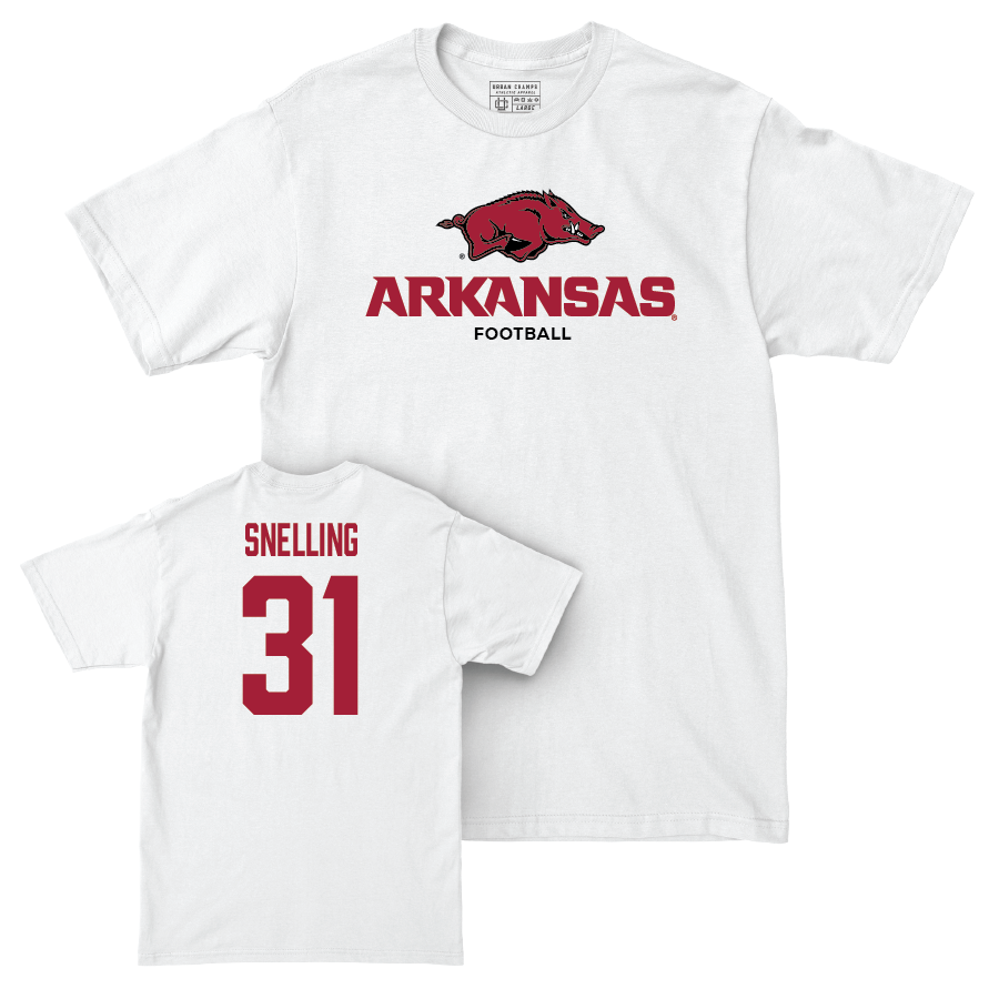 Arkansas Football White Classic Comfort Colors Tee - Courtney Snelling Small