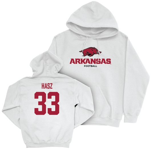 Arkansas Football White Classic Hoodie - Dylan Hasz Youth Small