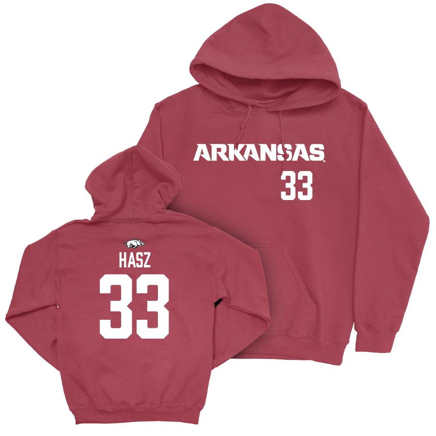 Arkansas Football Cardinal Wordmark Hoodie - Dylan Hasz Youth Small