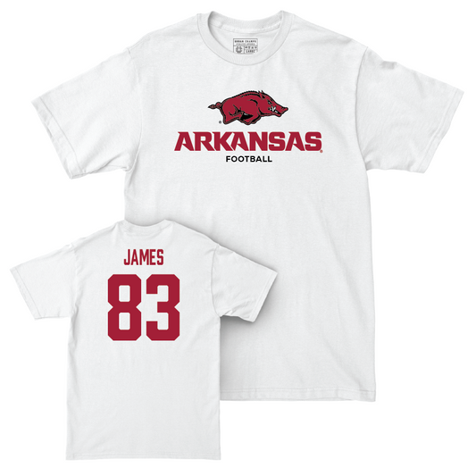 Arkansas Football White Classic Comfort Colors Tee - Dazmin James Youth Small