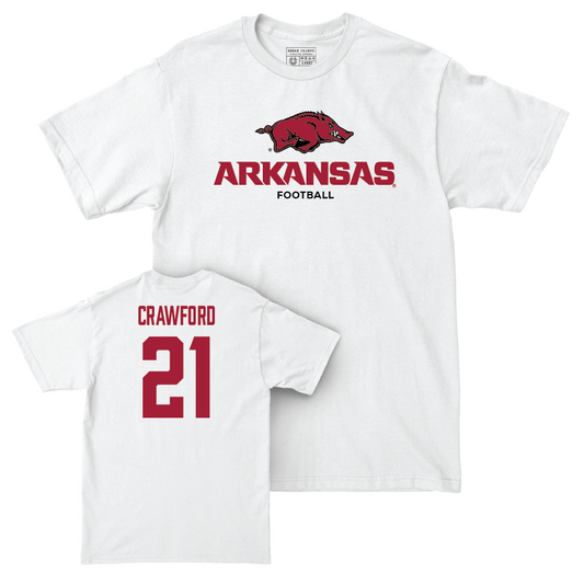 Arkansas Football White Classic Comfort Colors Tee - Emmanuel Crawford Youth Small