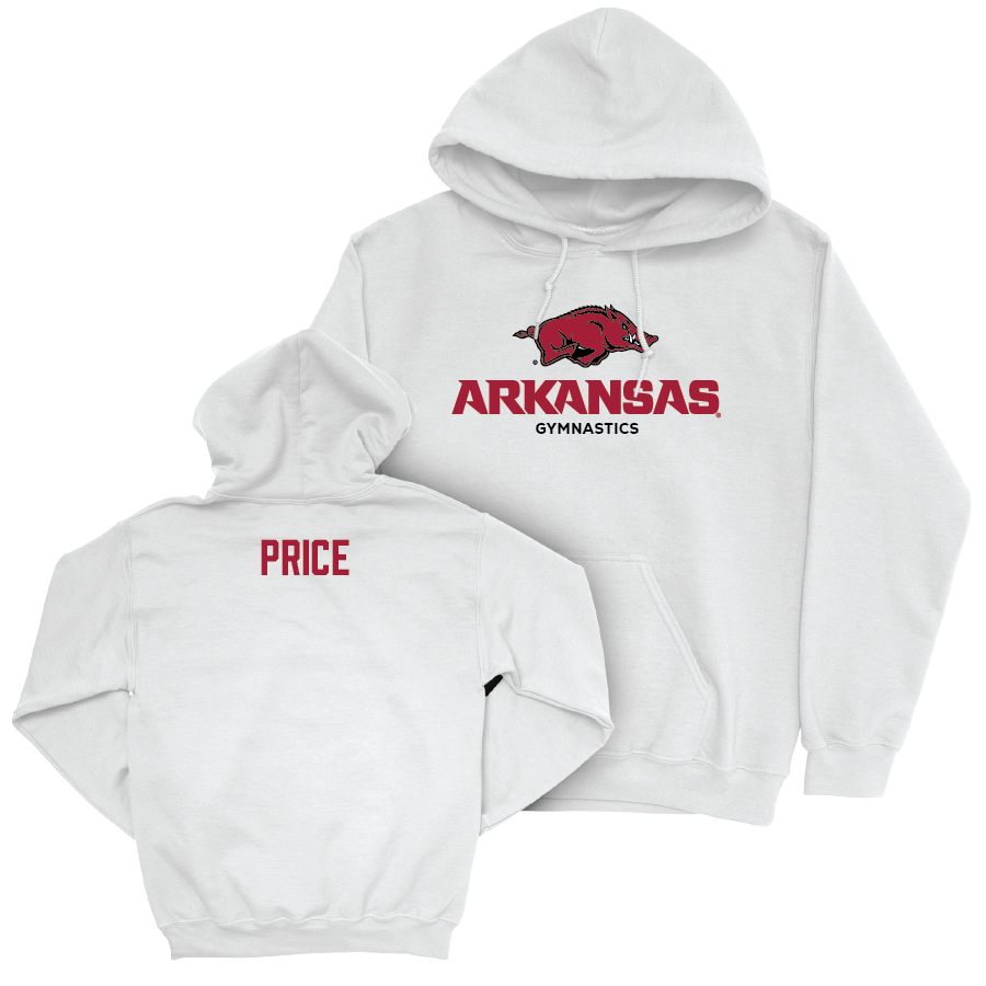 Arkansas Women's Gymnastics White Classic Hoodie - Frankie Price Youth Small