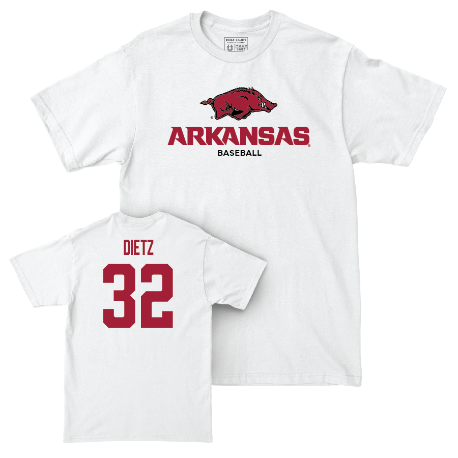 Arkansas Baseball White Classic Comfort Colors Tee - Hunter Dietz Youth Small