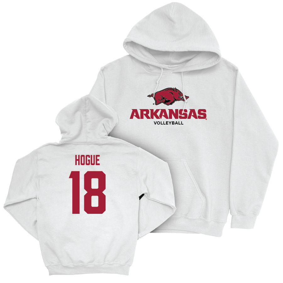 Arkansas Women's Volleyball White Classic Hoodie - Hannah Hogue Youth Small