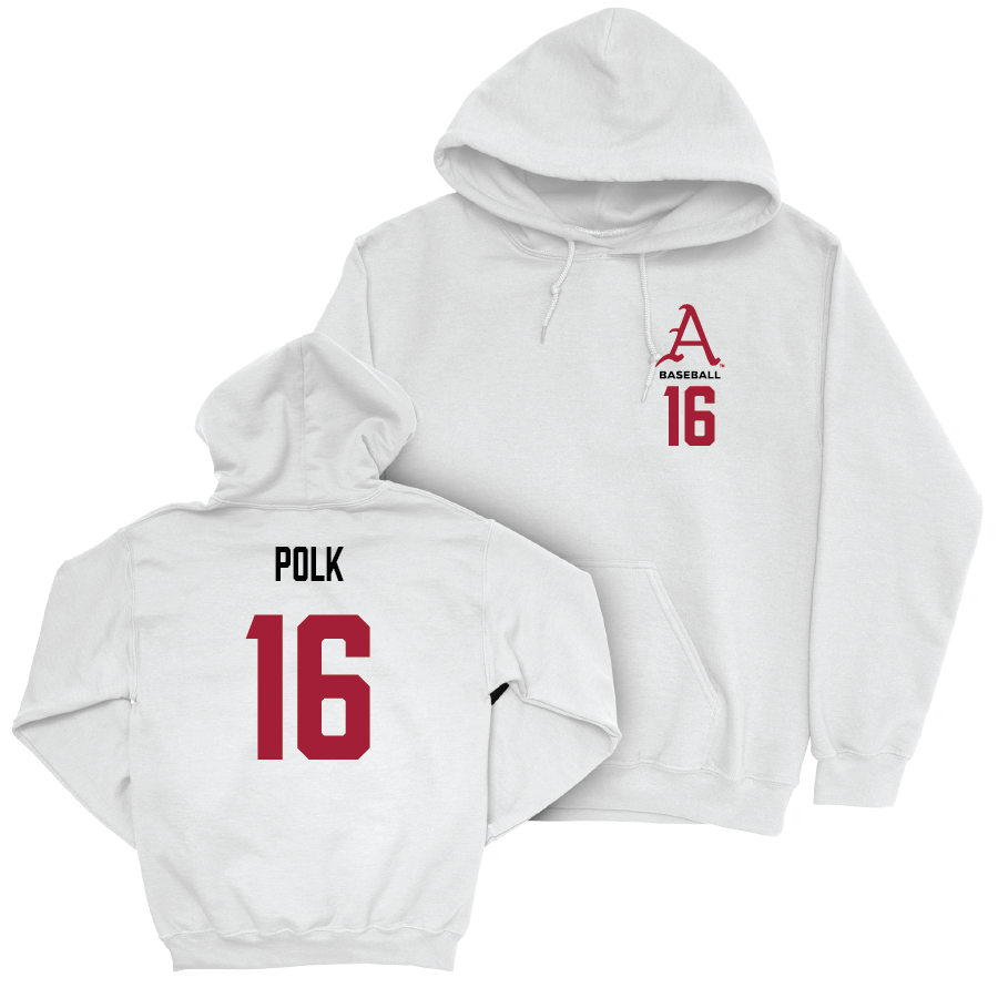 Arkansas Baseball White Hoodie - Hudson Polk Youth Small