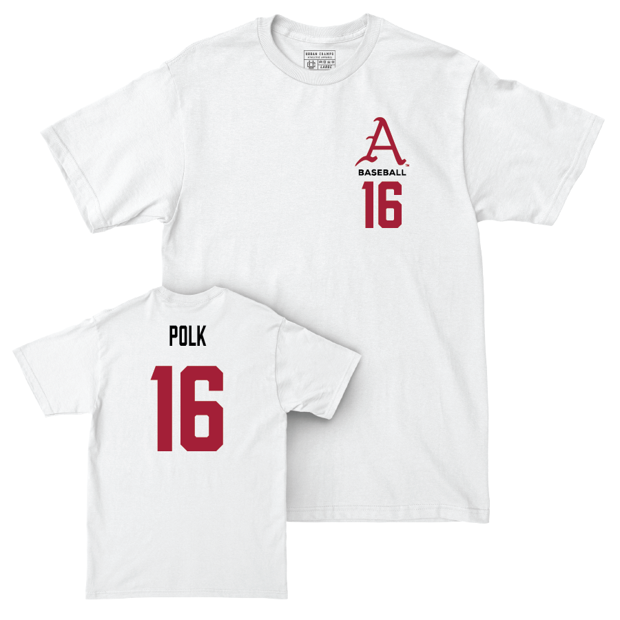 Arkansas Baseball White Comfort Colors Tee - Hudson Polk Youth Small