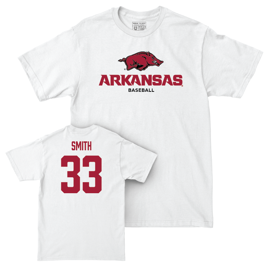 Arkansas Baseball White Classic Comfort Colors Tee - Hagen Smith Youth Small