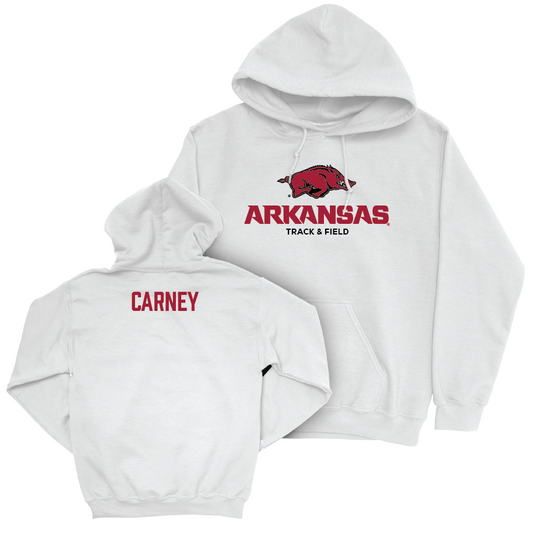 Arkansas Men's Track & Field White Classic Hoodie - Isaac Carney Youth Small