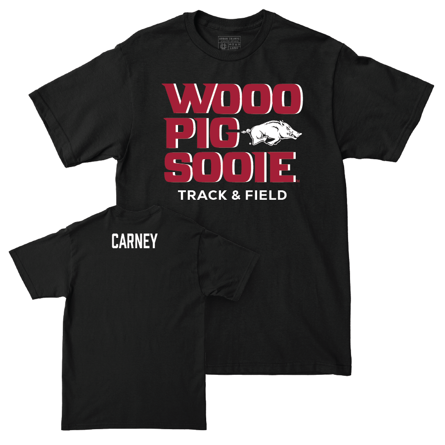 Arkansas Men's Track & Field Black Woo Pig Tee - Isaac Carney Youth Small