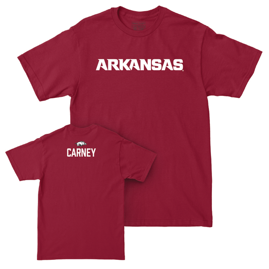 Arkansas Men's Track & Field Cardinal Wordmark Tee - Isaac Carney Youth Small