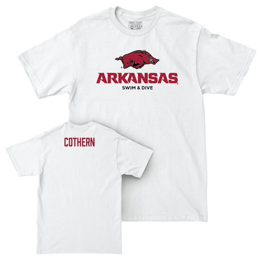Arkansas Women's Swim & Dive White Classic Comfort Colors Tee - Isabella Cothern Youth Small