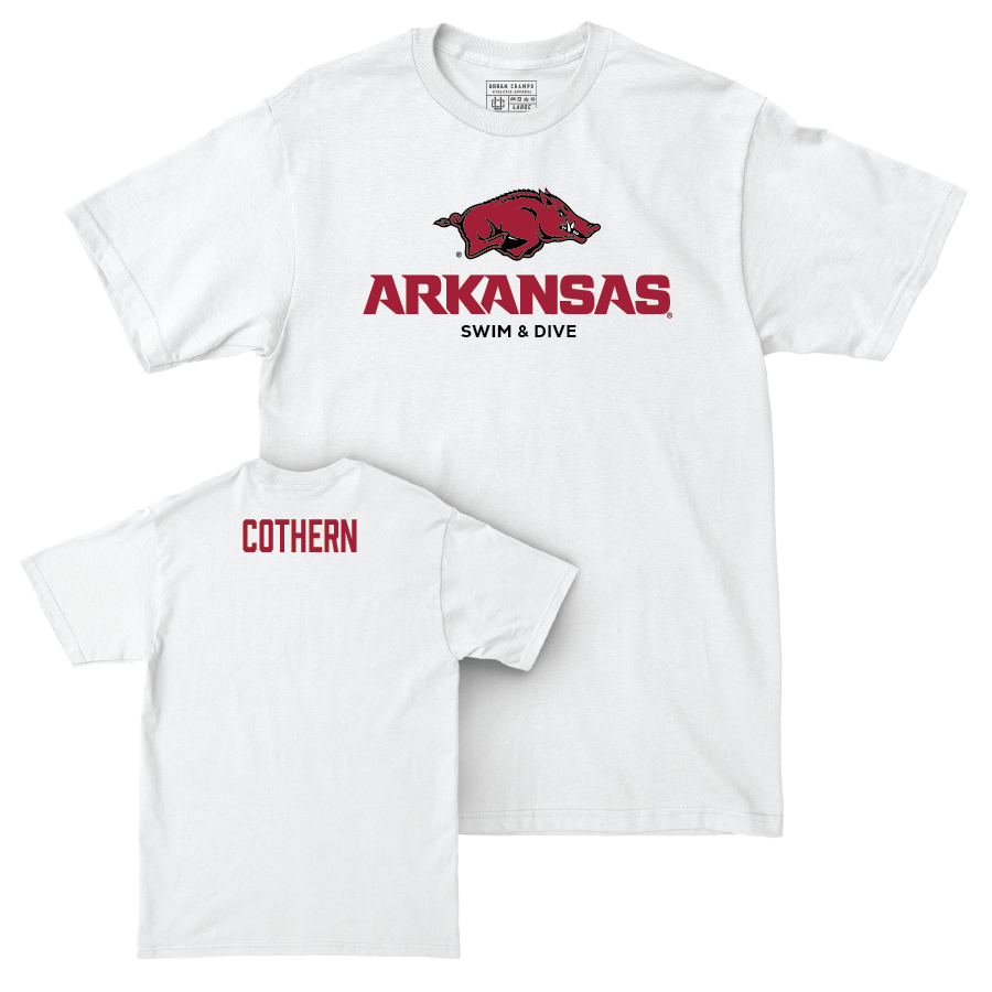 Arkansas Women's Swim & Dive White Classic Comfort Colors Tee - Isabella Cothern Youth Small